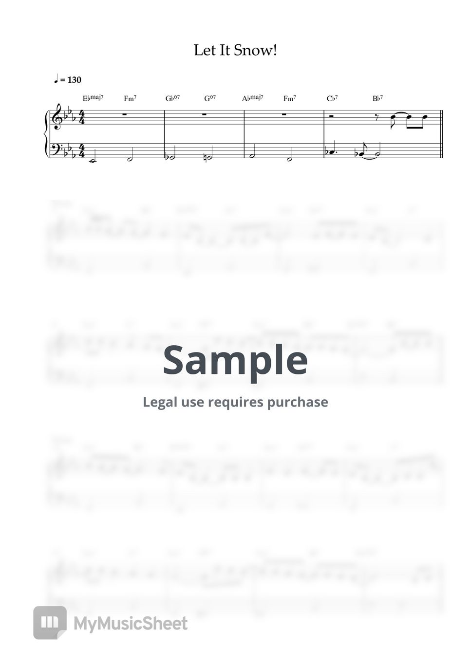 Let It Snow (EASY PIANO SHEET) Sheets by Pianella Piano