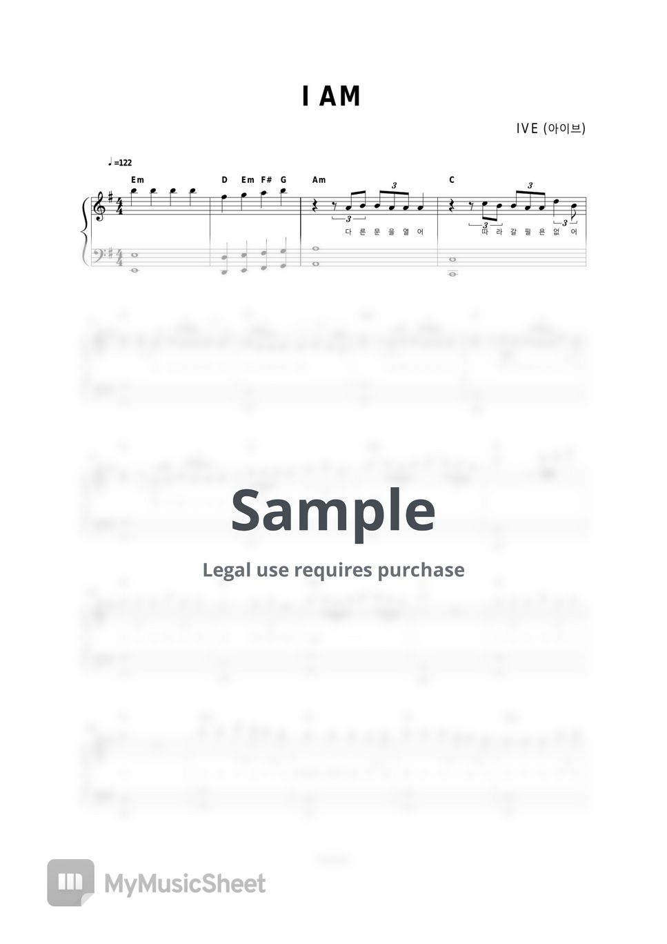 IVE (아이브) I AM (Easy ver.) Sheets by Dopiano