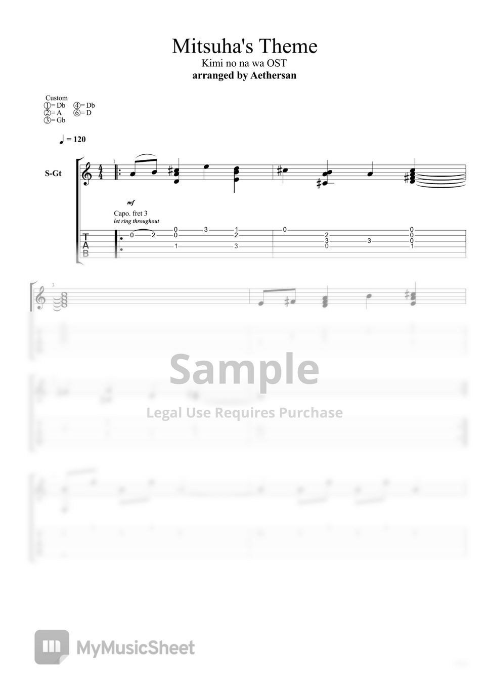 Play Mitsuha Theme (Kimi no Na wa) Music Sheet