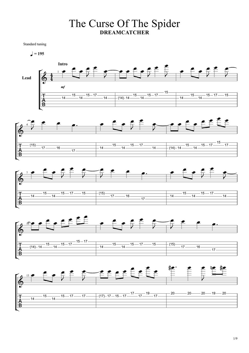 Spiders Sheet Music | System Of A Down | Guitar Tab (Single Guitar)