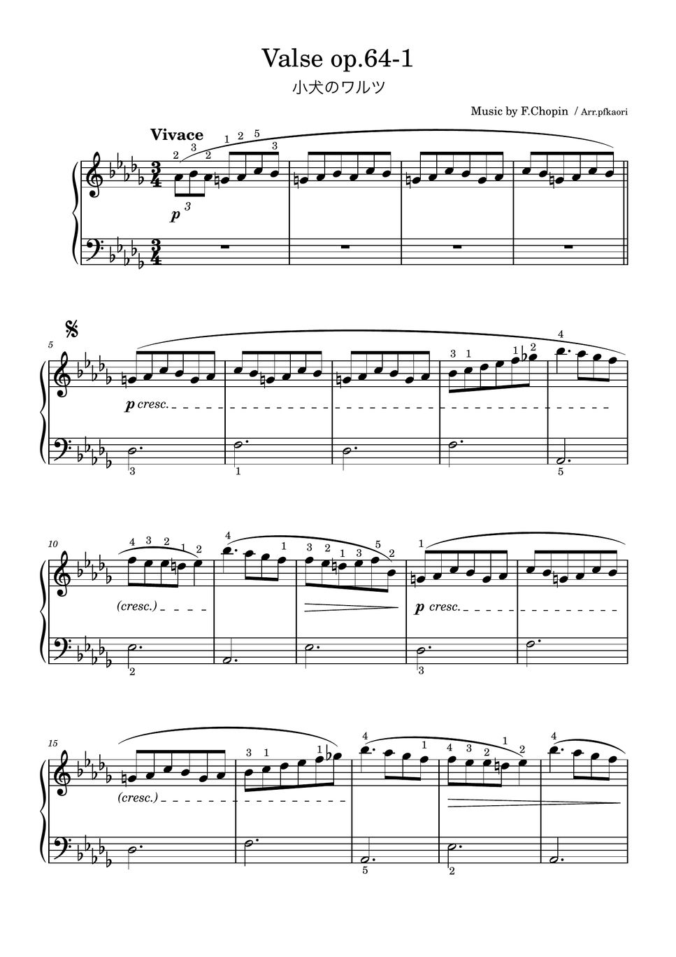 Chopin - Valse op.64-1 (Desdur・piano solo Introduction - Beginner) by pfkaori