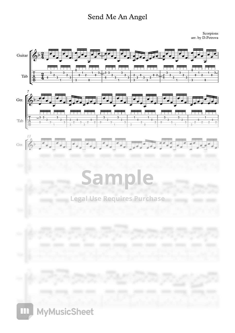 Scorpions Send Me An Angel (Fingerstyle Guitar Arrangement, Standard