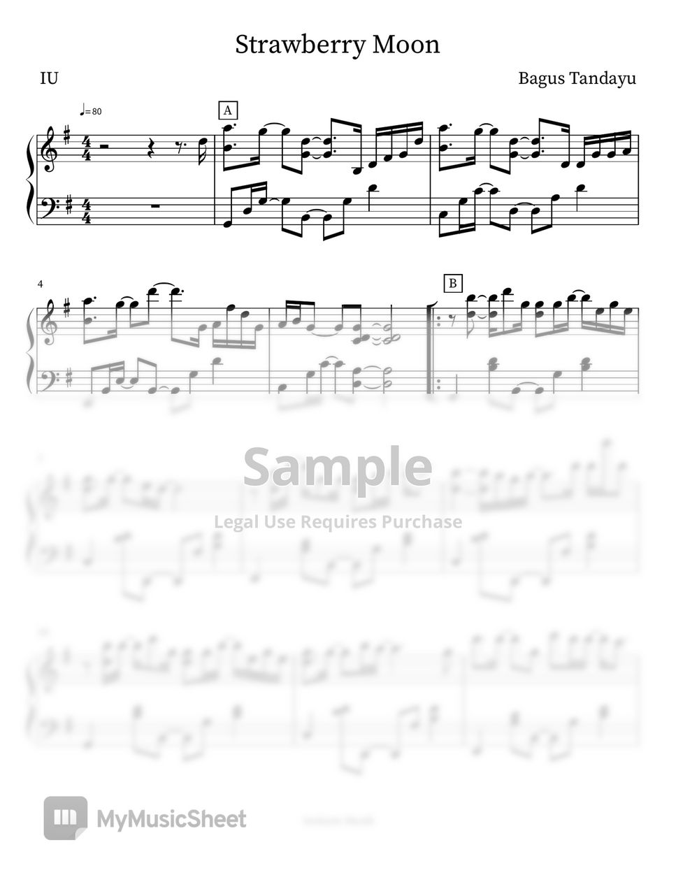 IU - Strawberry Moon (For Intermediate piano) by Bagus Tandayu