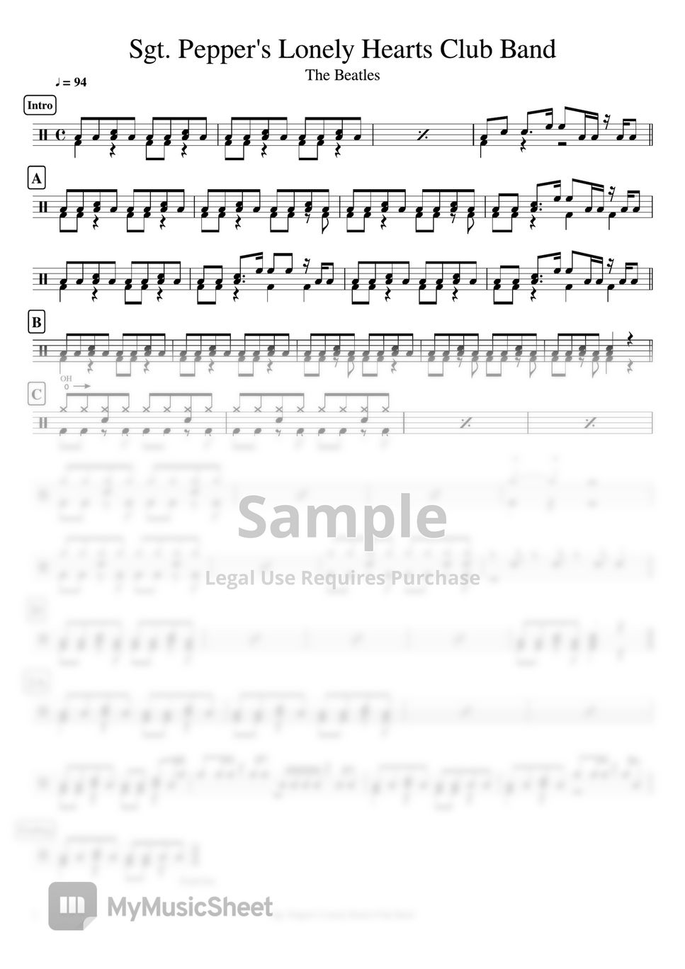 The Beatles - Sgt. Pepper's Lonely Hearts Club Band 楽譜 by