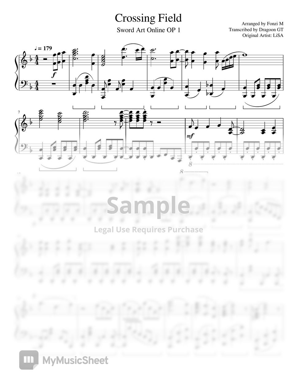 Crossing Field Sword Art Online OP Piano MIDI Sheet download Free