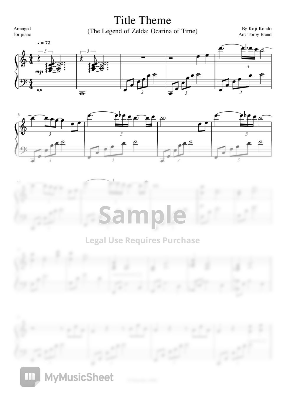 Title Theme (The Legend of Zelda: Ocarina of Time) Sheet music for Piano  (Solo) Easy