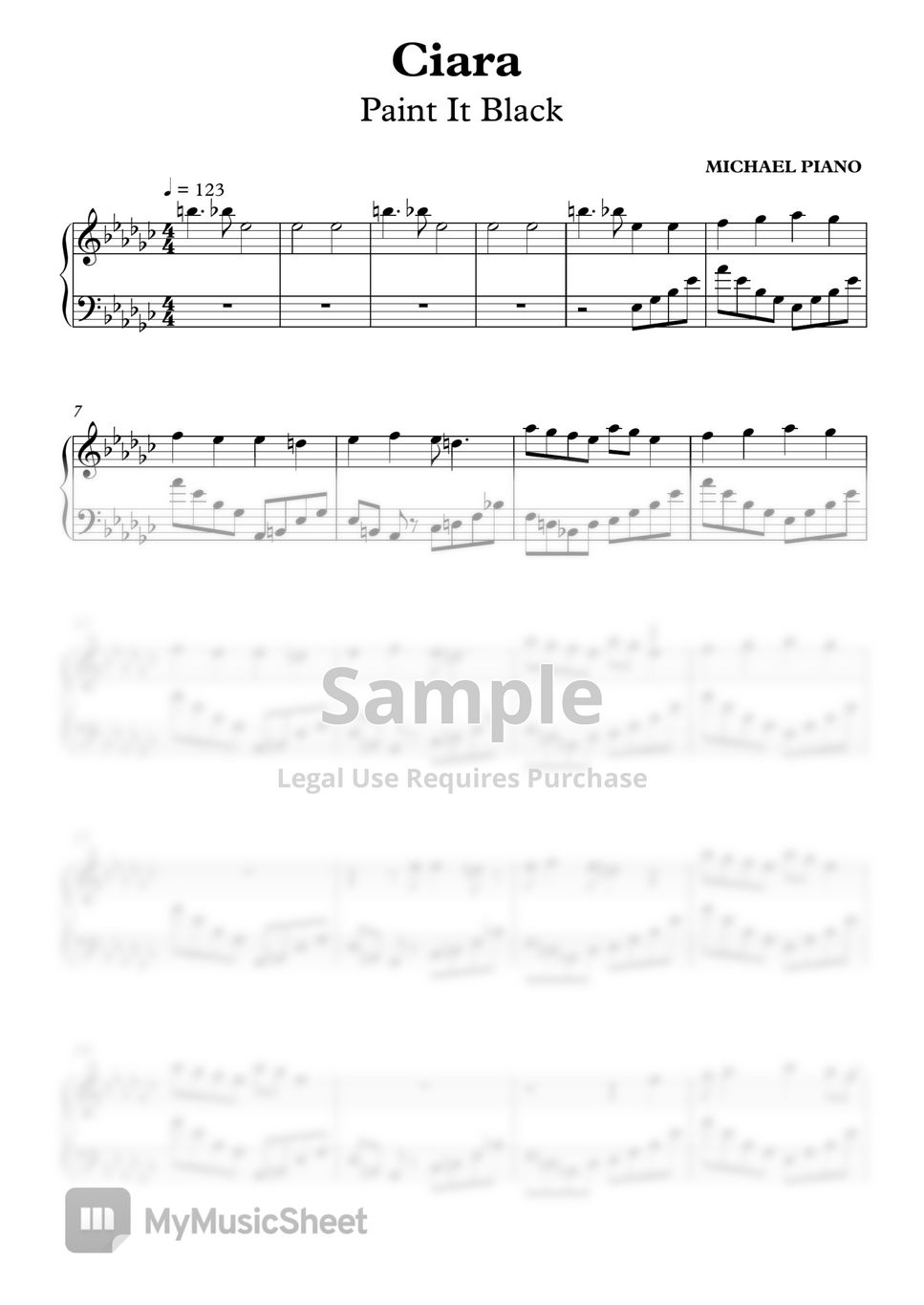 PAINT IT BLACK Piano Sheet music