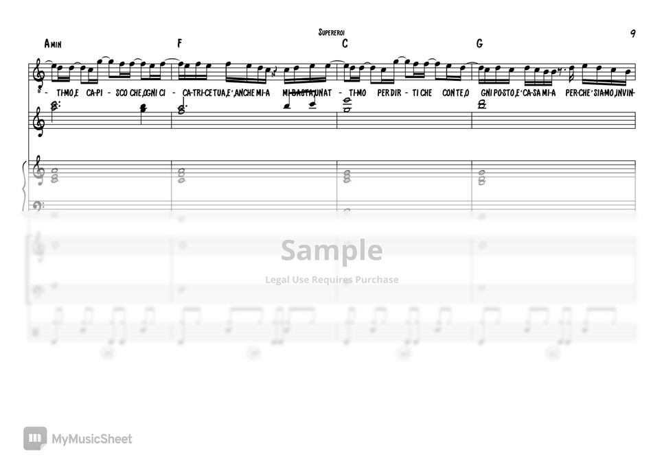 Supereroi° Sheet music for Piano, Vocals (Piano-Voice)