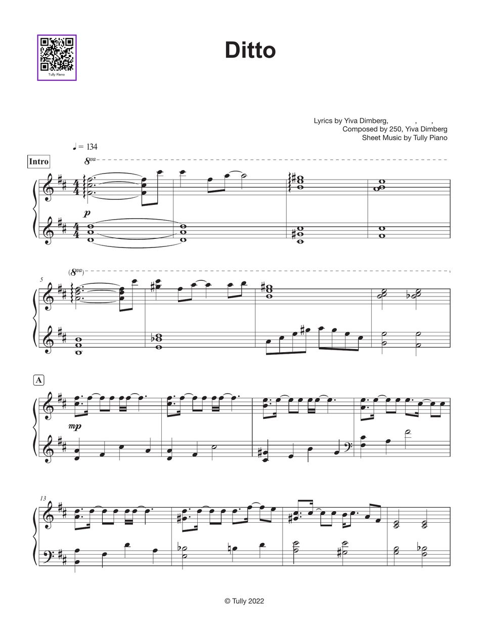 New Jeans Ditto Emotional Ver Sheets By Tully Piano