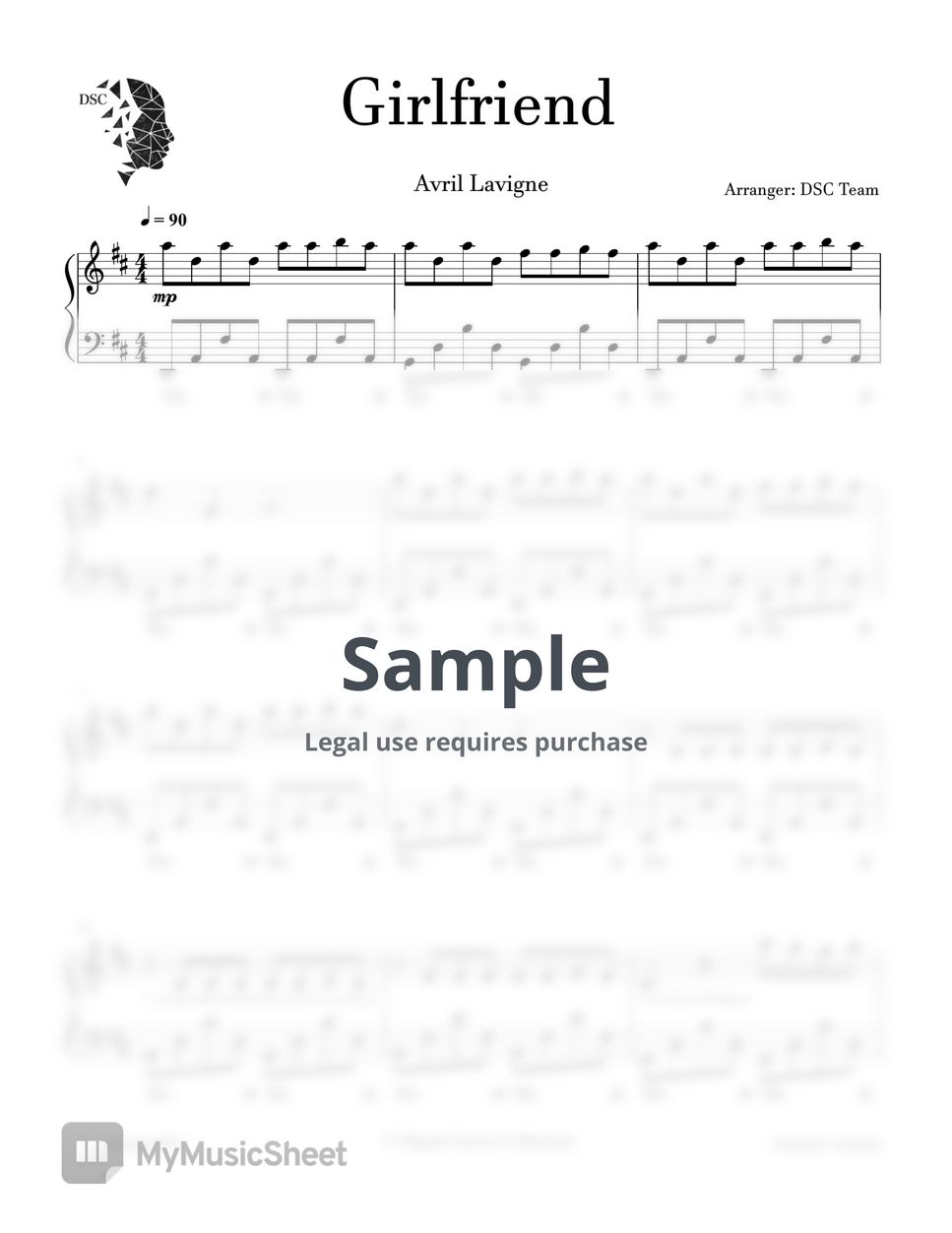 Avril Lavigne Girlfriend Relax Version Sheets By Digital Scores