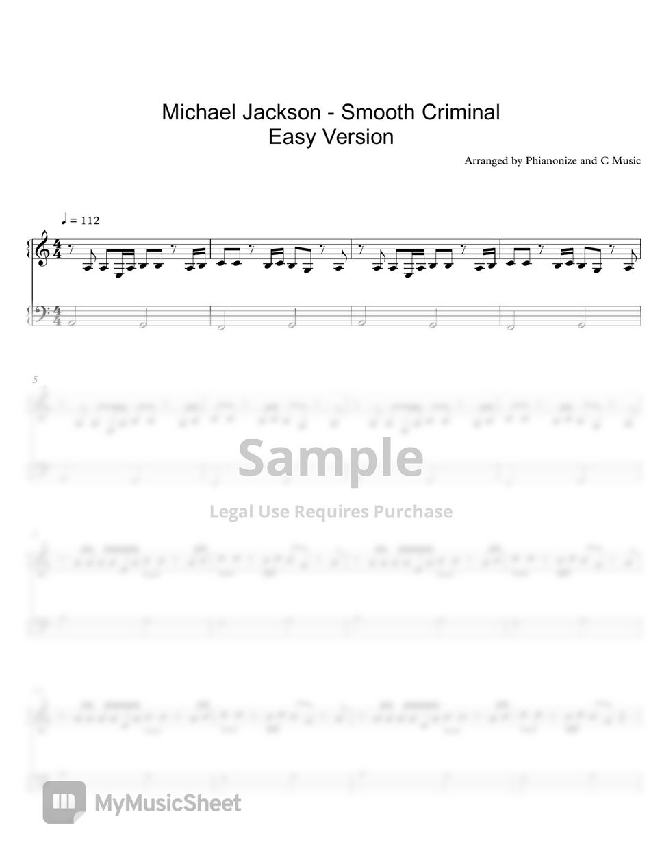 Michael Jackson Smooth Criminal Sheets By Phianonize And C Music