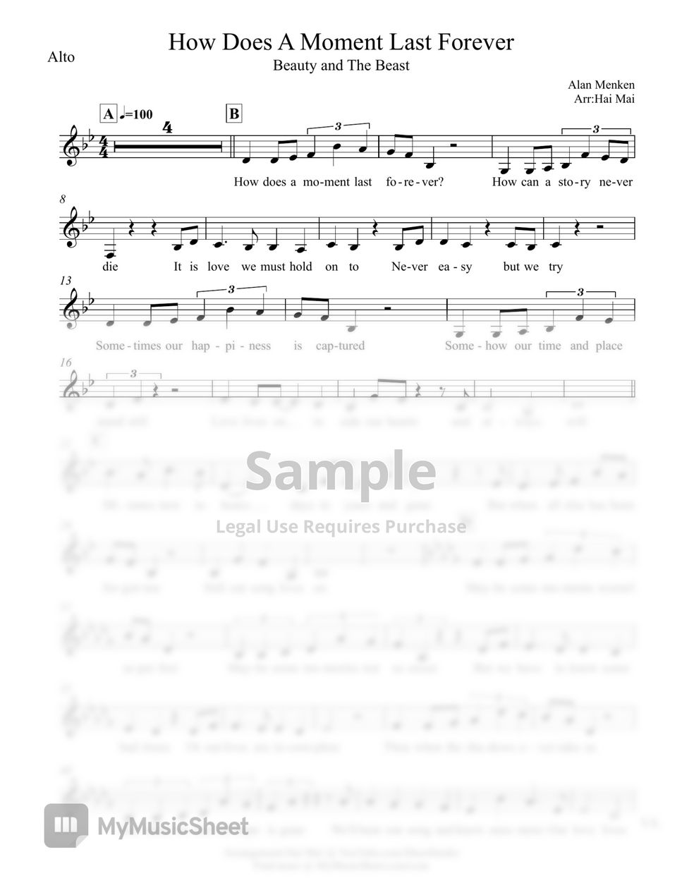 Alan Menken How Does A Moment Last Forever For Singer And Orchestra 