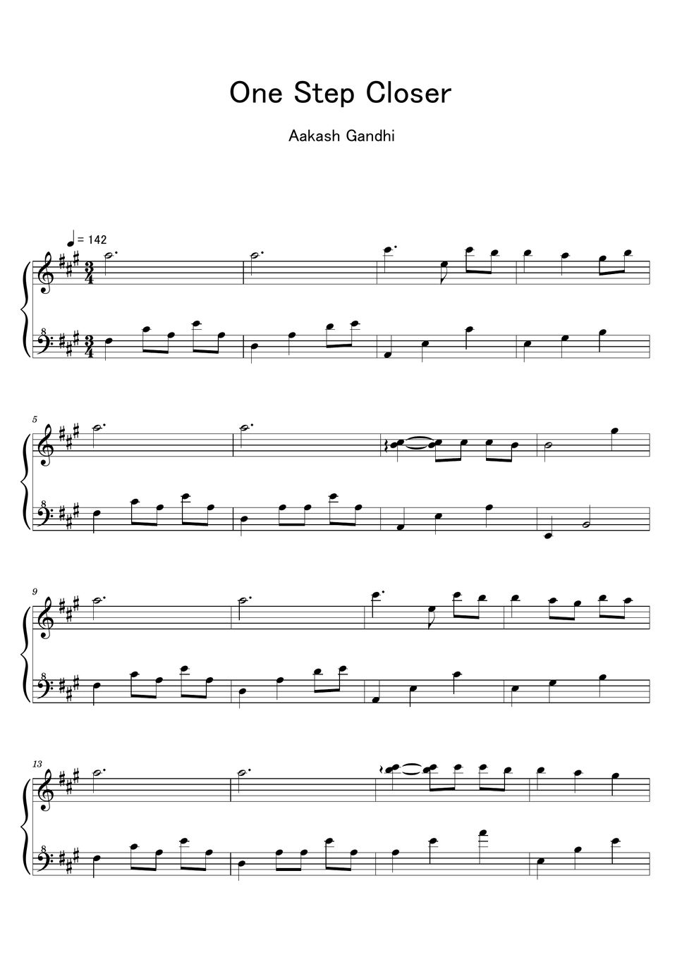 Aakash Gandhi One Step Closer (Sheet Music, MIDI,) Hoja by sayu