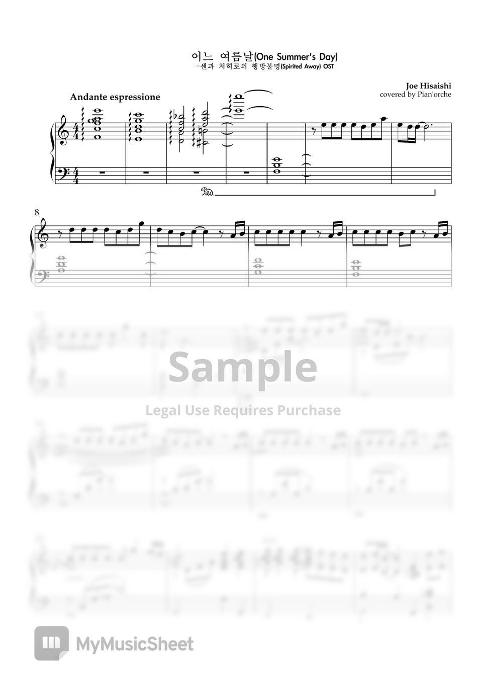 Spirited Away OST - One Summer's Day Sheets by Pian'orche