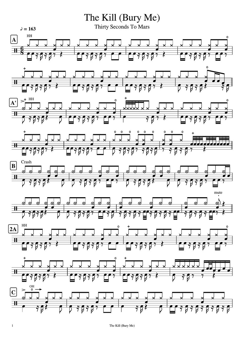 Thirty Seconds to Mars The Kill (Bury Me) Sheet by Cookai's Jpop