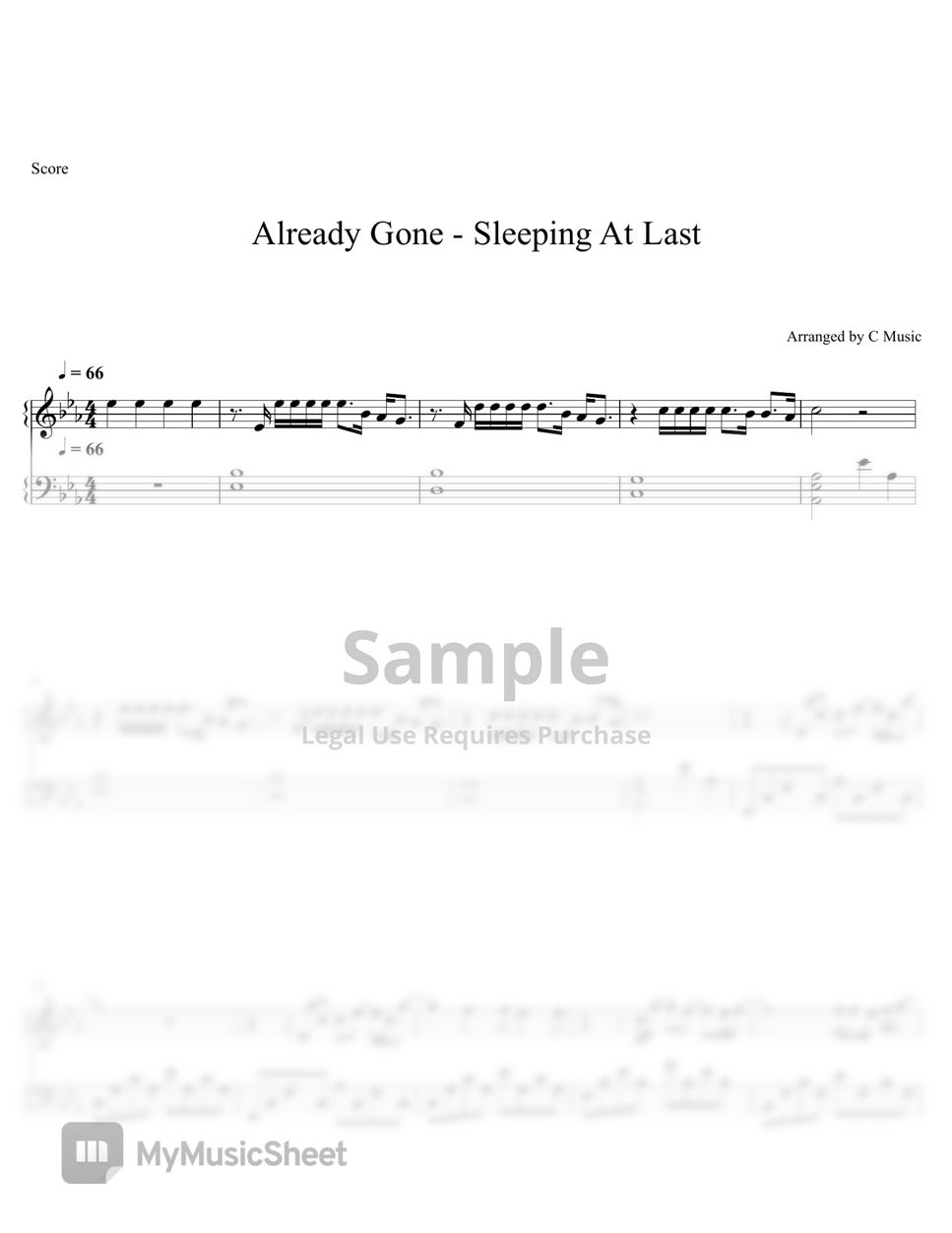 Sleeping At Last Already Gone Partition musicale by C Music