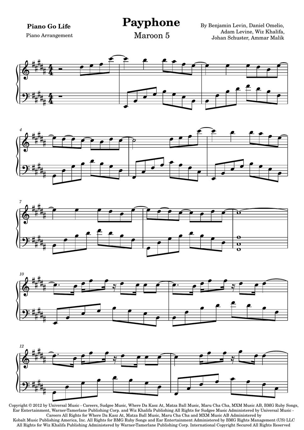 Maroon 5 - Payphone 楽譜 by Piano Go Life