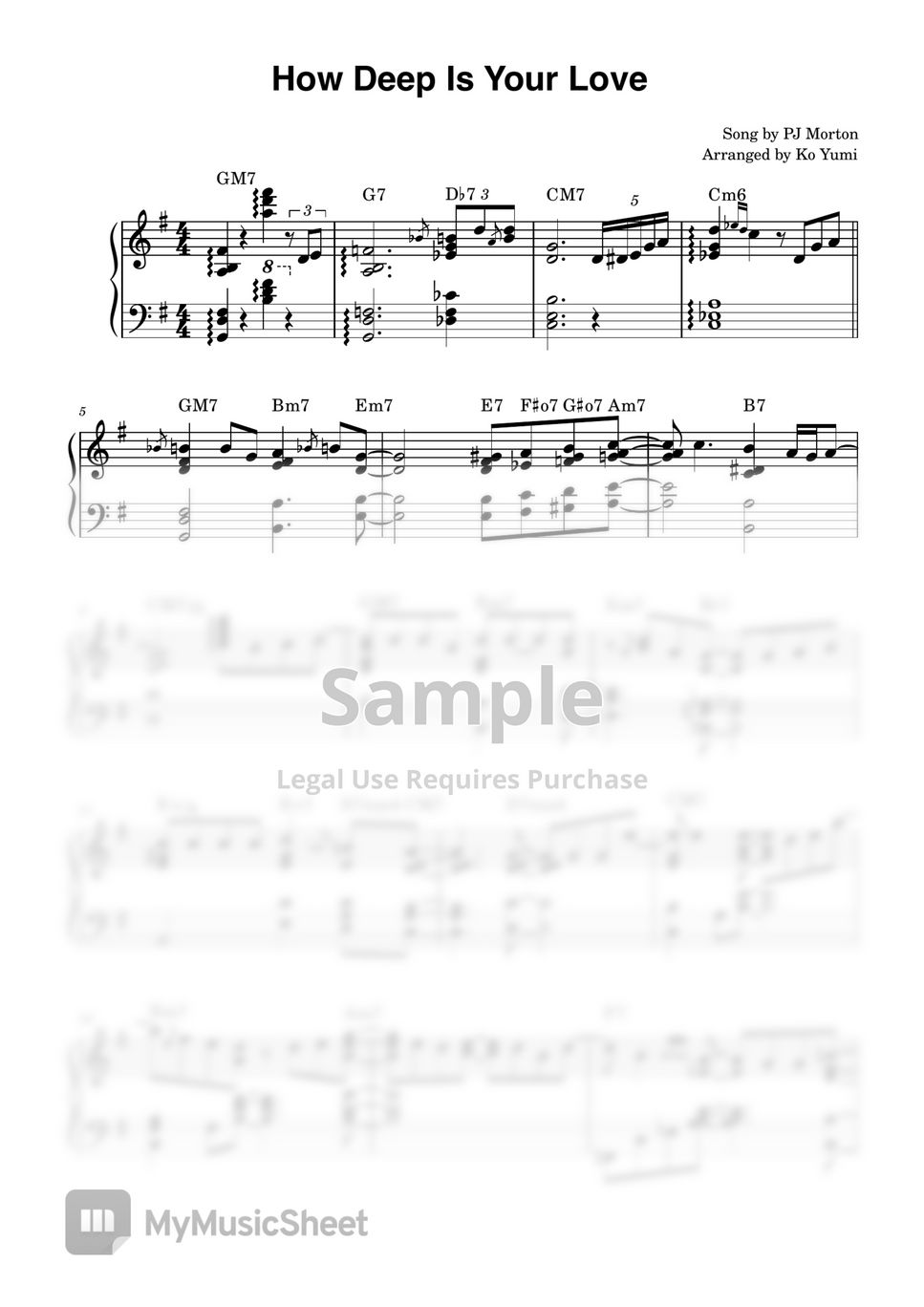 How Deep Is Your Love (Lead sheet with lyrics ) Sheet music for Piano  (Solo) Easy