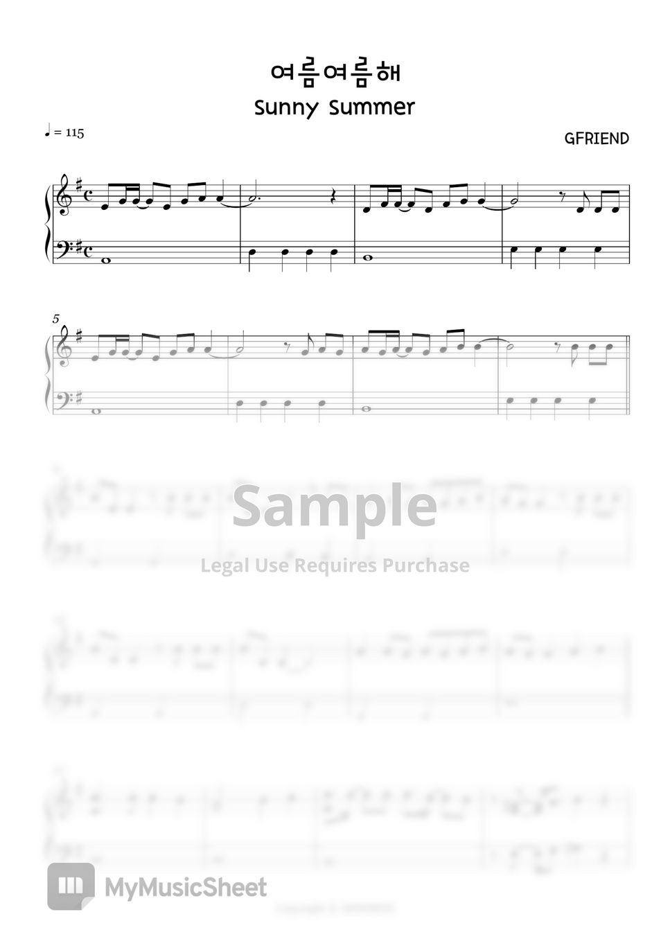 GFRIEND Sunny Summer Easy Version Sheets