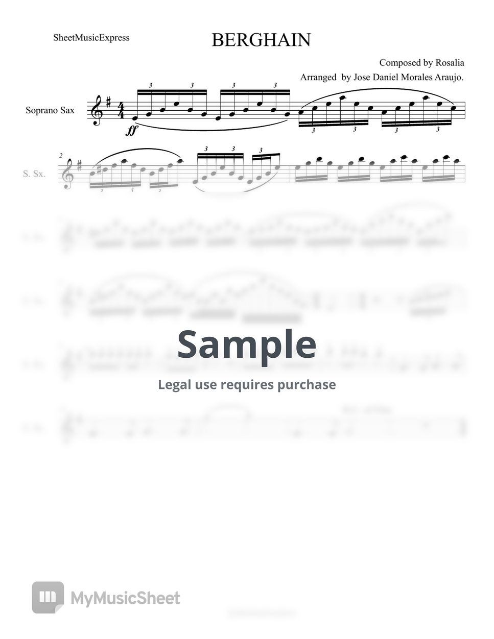 Rosalia - Berghain (Soprano Sax) by Sheet Music Express