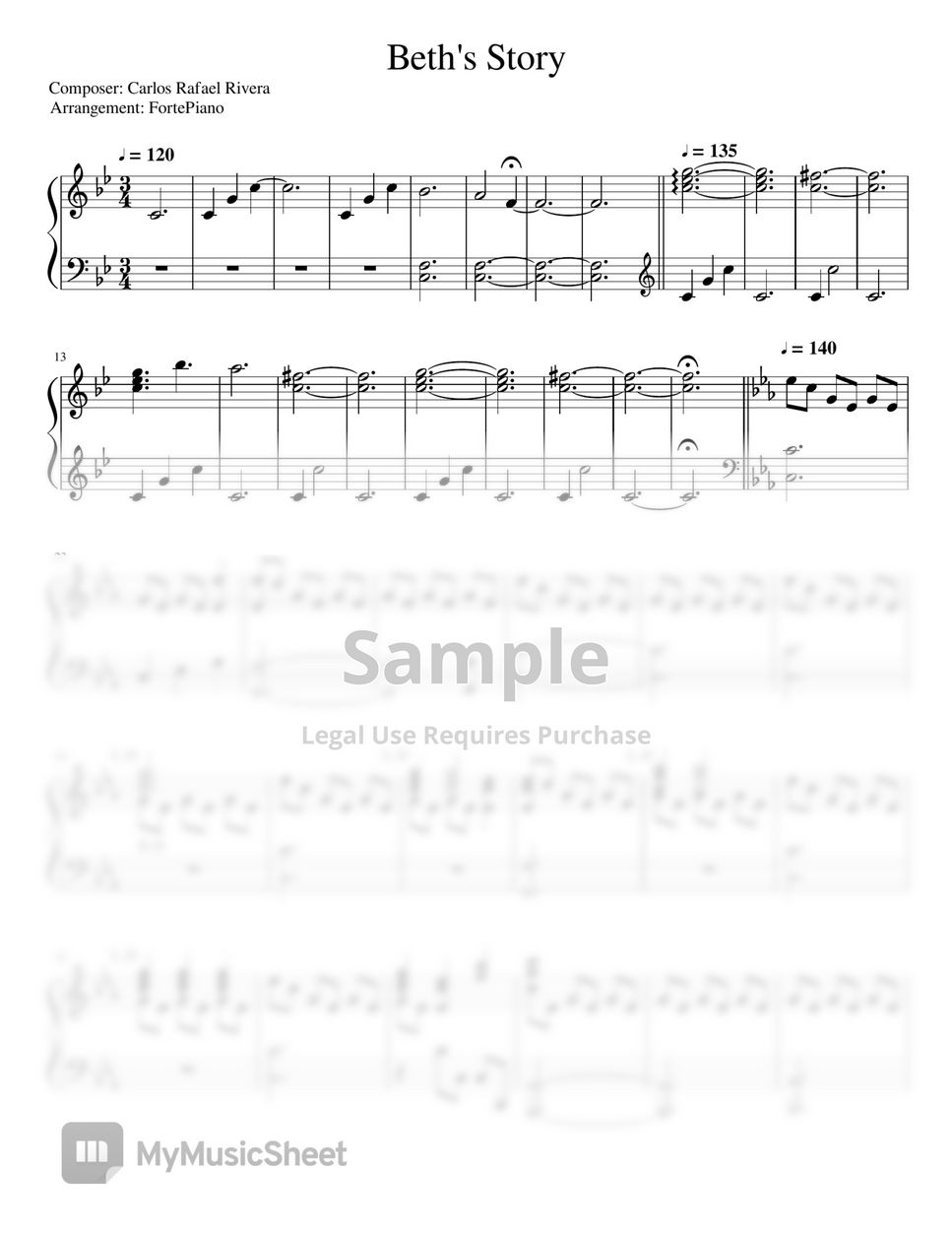 Main Title - The Queen's Gambit - Carlos Rafael Rivera Sheet music for  Piano (Solo)