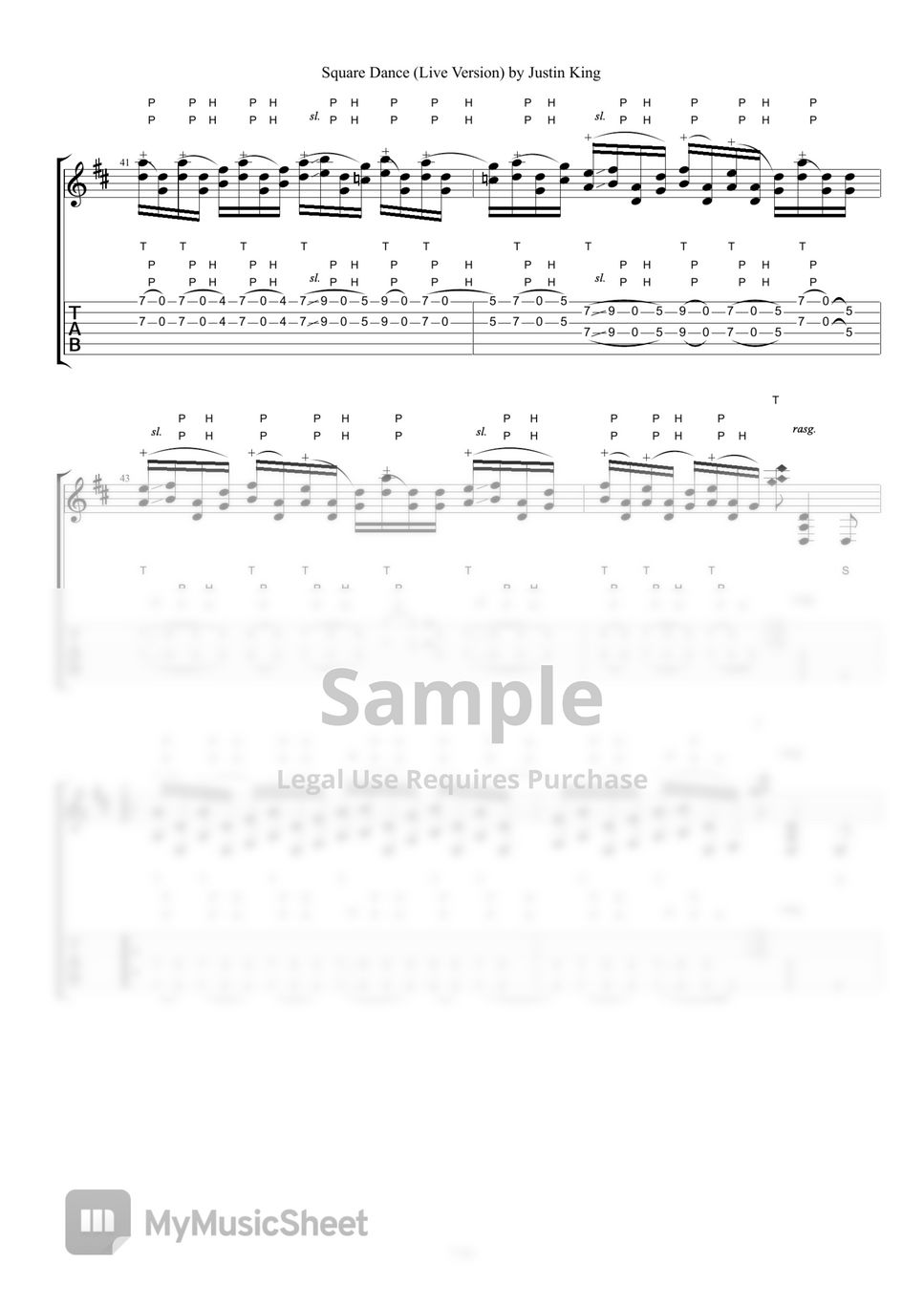 Justin King - Square Dance (TAB Sheet Music) TAB+1 Staff by