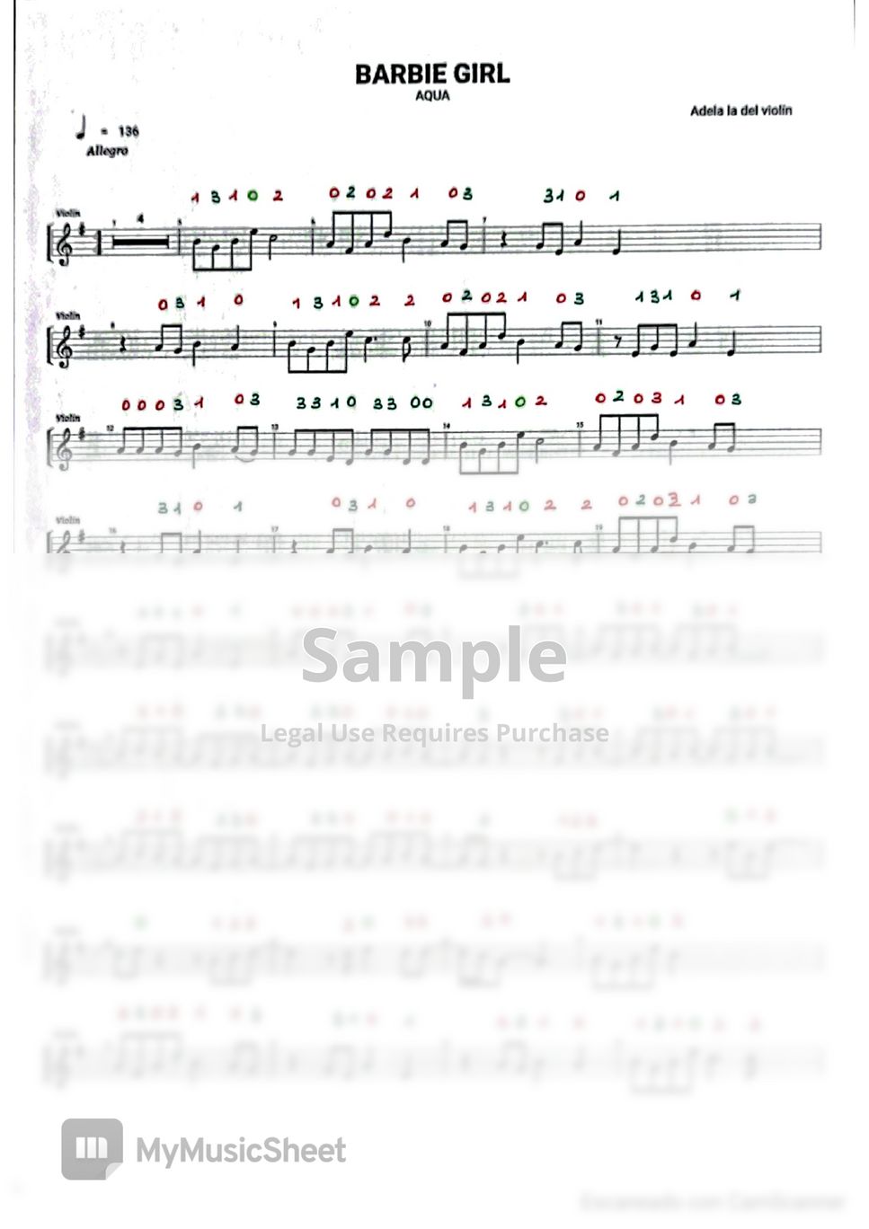 AQUA - BARBIE GIRL Sheets by Adela la del violin