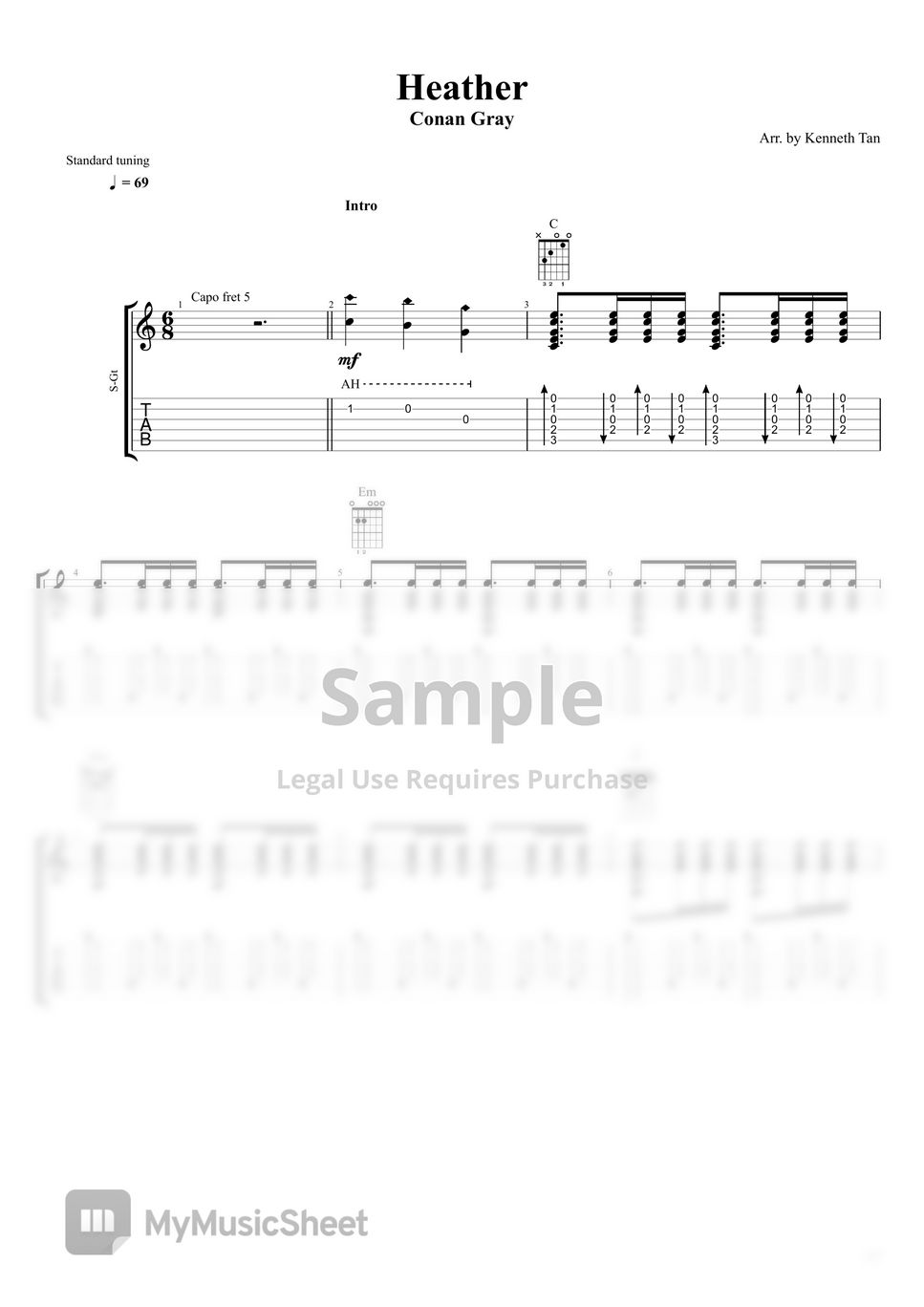 Fingerstyle Guitar 誌 Conan Gray - Heather | Fingerstyle Guitar Sheet Music
