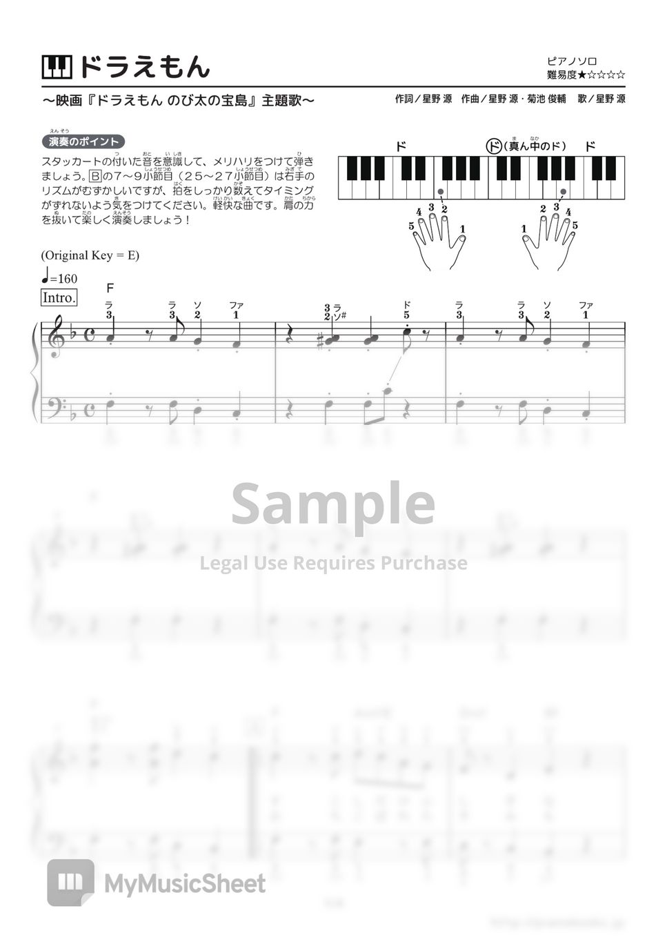 Gen Hoshino - Doraemon (Theme song of movie 『Doraemon-Gadget Cat from the Future-Nobita No Takarajima』) by PianoBooks