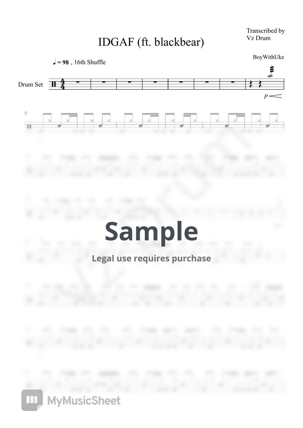 BoyWithUke - IDGAF Sheets by Vz Drum