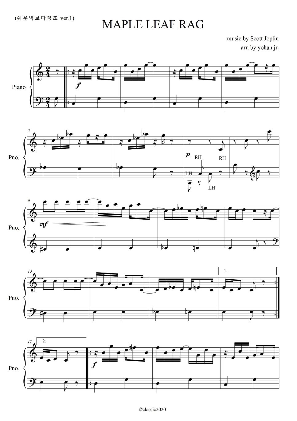 Scott joplin maple leaf rag ver 1 sheet by classic2020