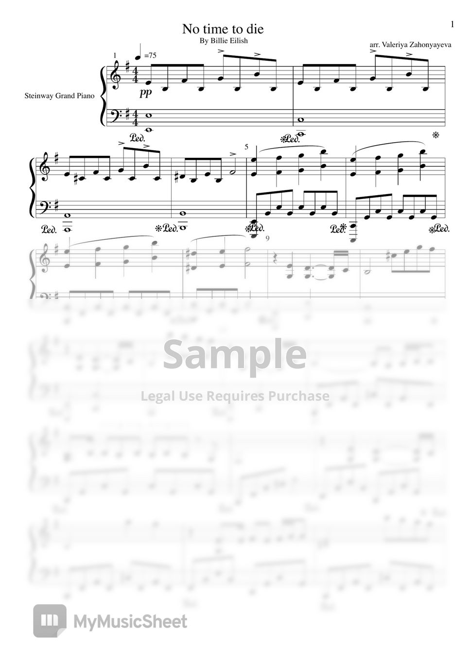Billie eilish no time to die sheet music by valeriya zahonyayeva