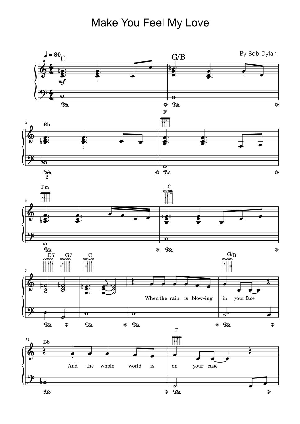 Bob dylan make you feel my love piano solo sheet bob dylan adele 