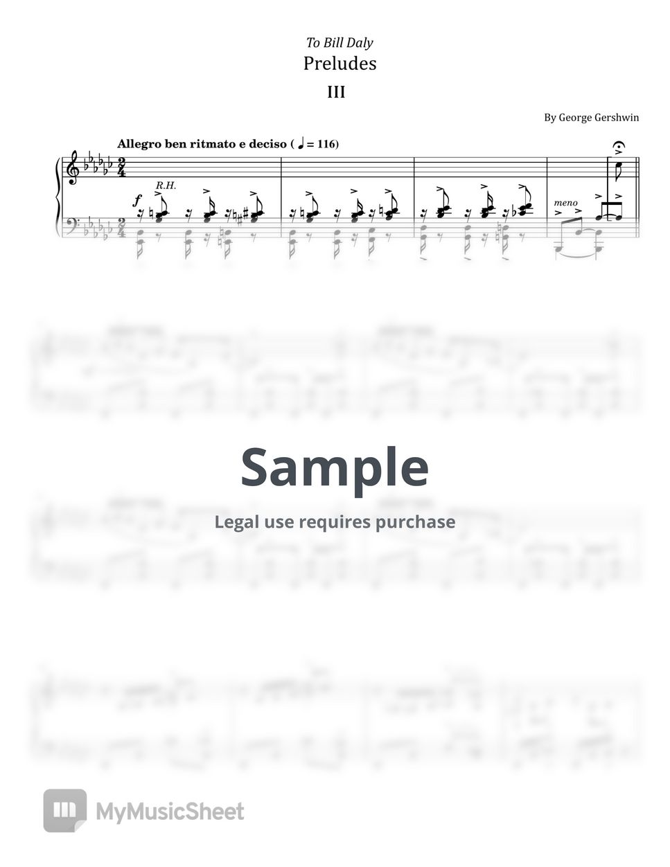 George Gershwin - 3 Preludes - No.3 Allegro ben ritmato e deciso (George Gershwin - For Piano Solo Original in E♭ Minor) by poon