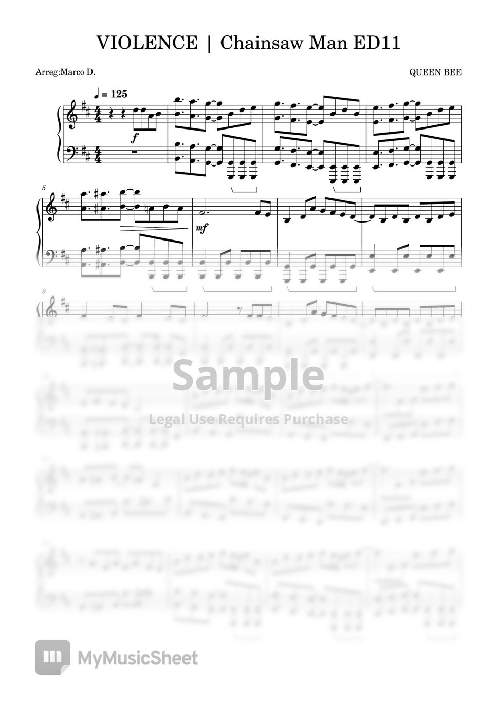 Queen bee violence partition musicale by marco d 