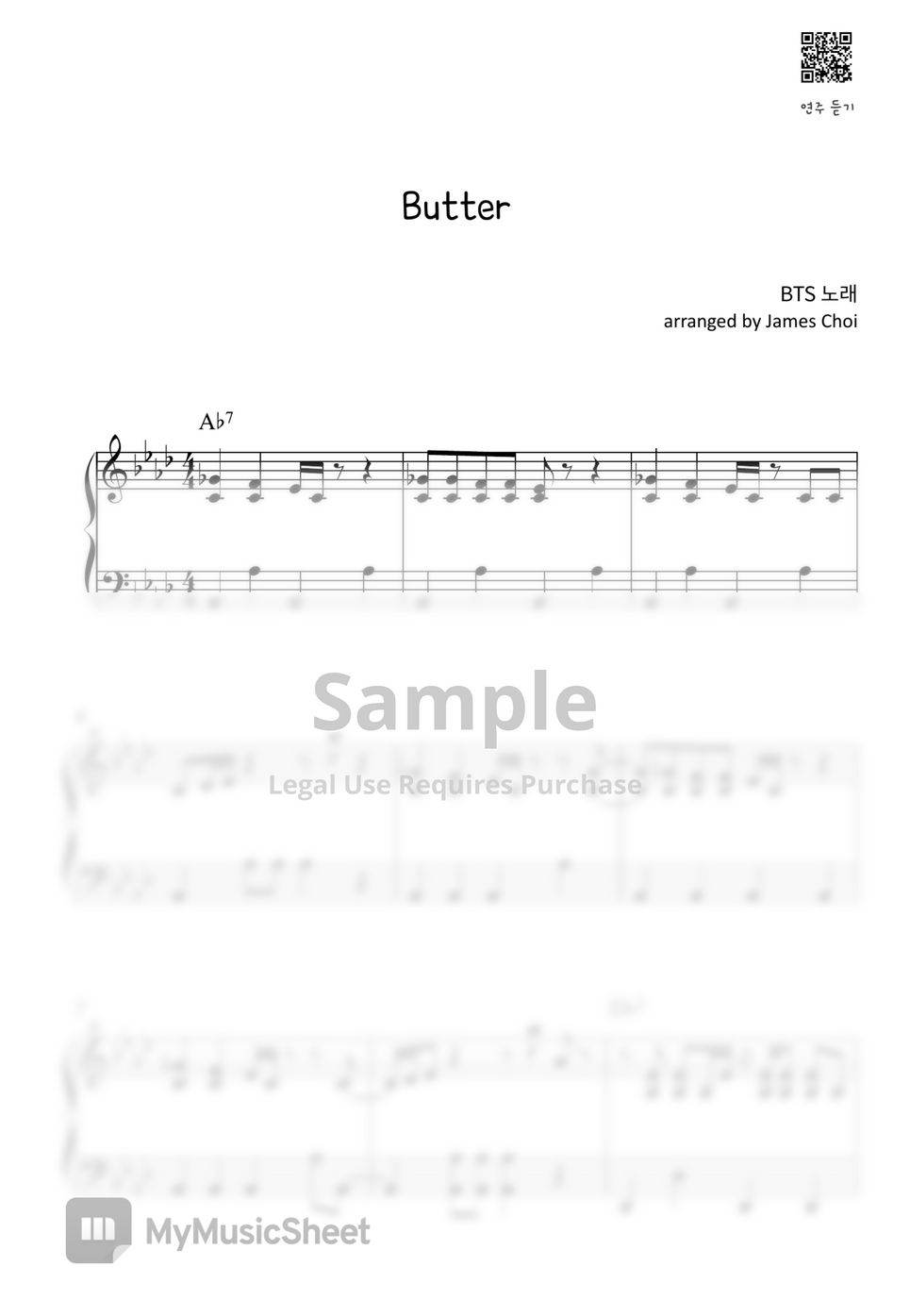 BTS Butter (not difficult) 악보 by JC