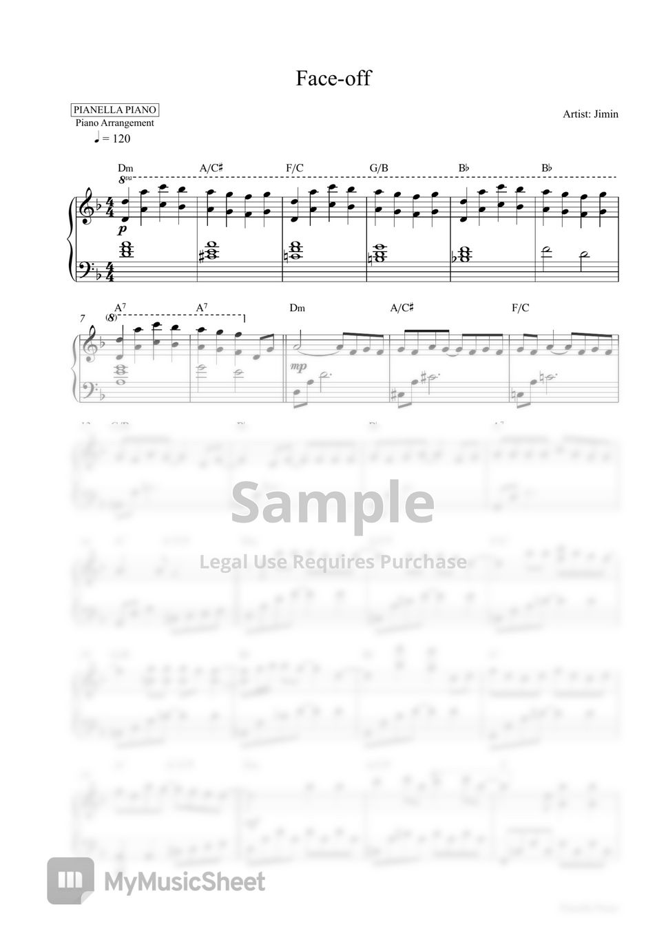 Jimin - Face-off (Piano Sheet) by Pianella Piano