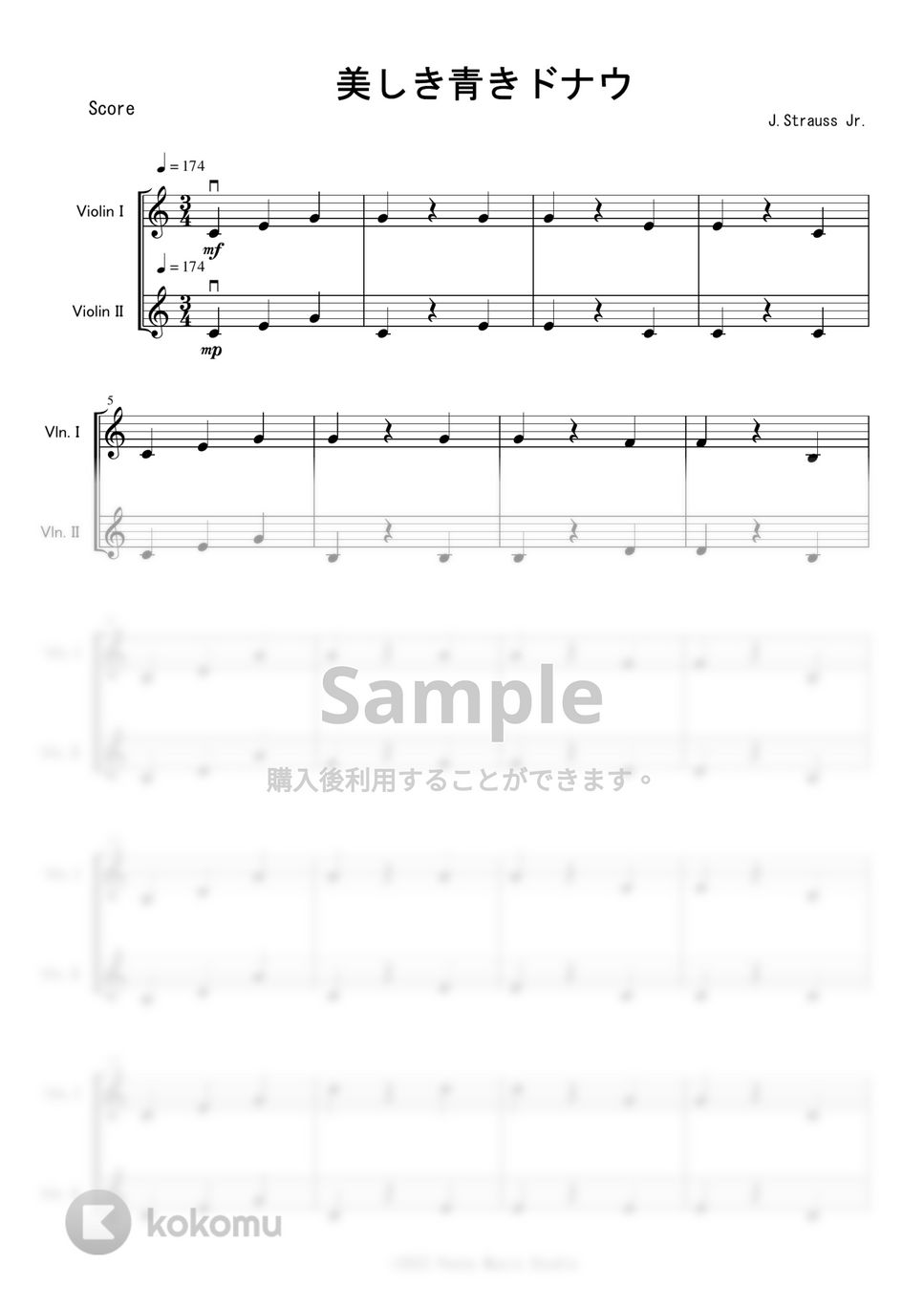 J.シュトラウス二世 - 美しき青きドナウ (ヴァイオリン二重奏) by Peony