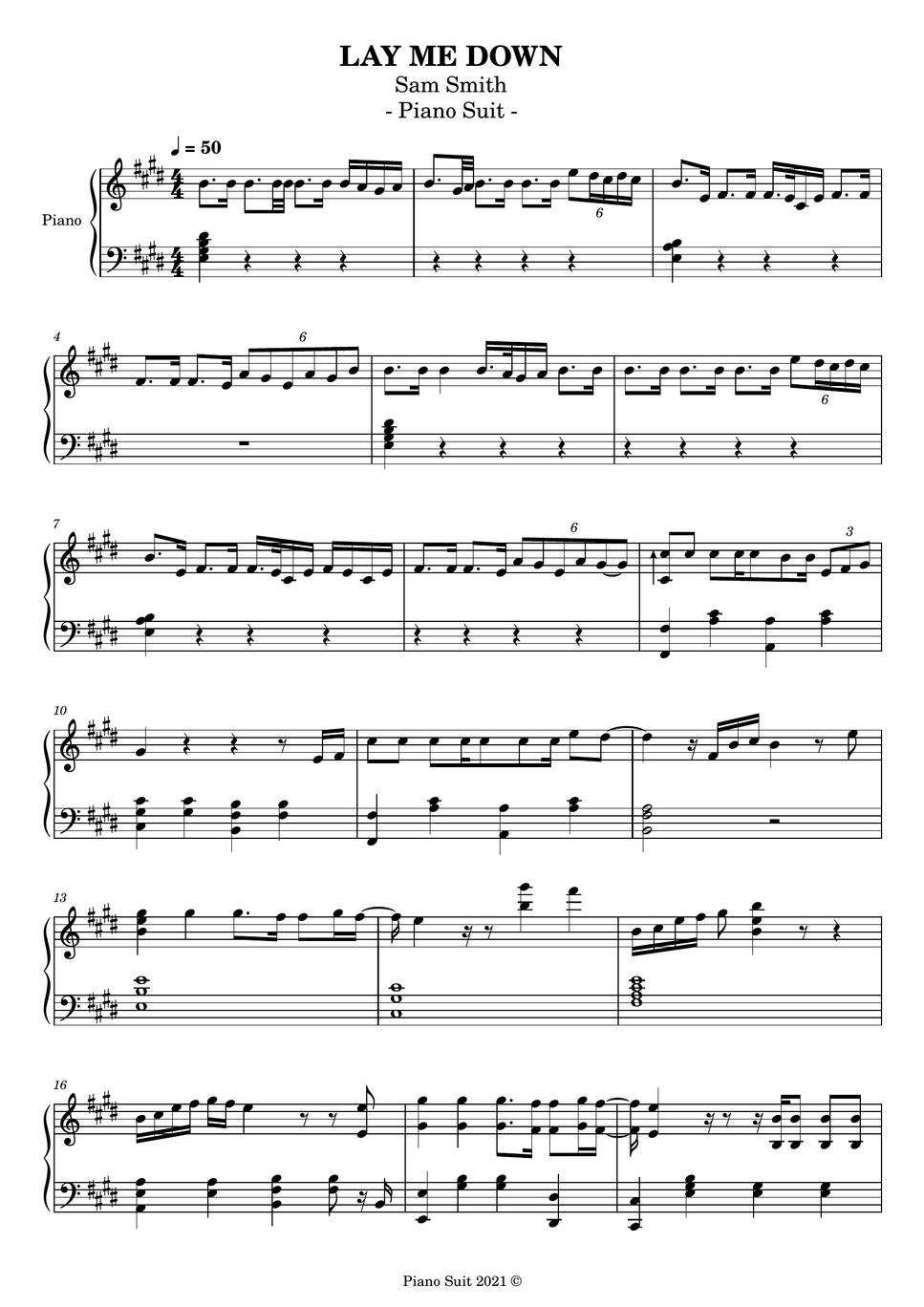 Sam Smith - Lay Me Down Hoja by Piano Suit