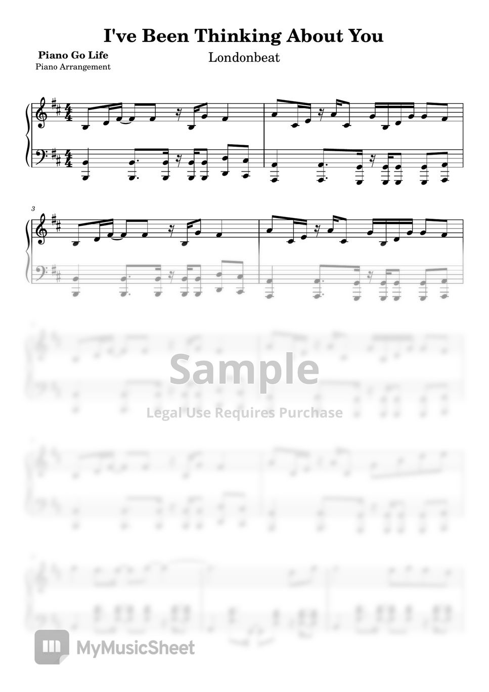 Londonbeat i ve been thinking about you sheet by piano go life