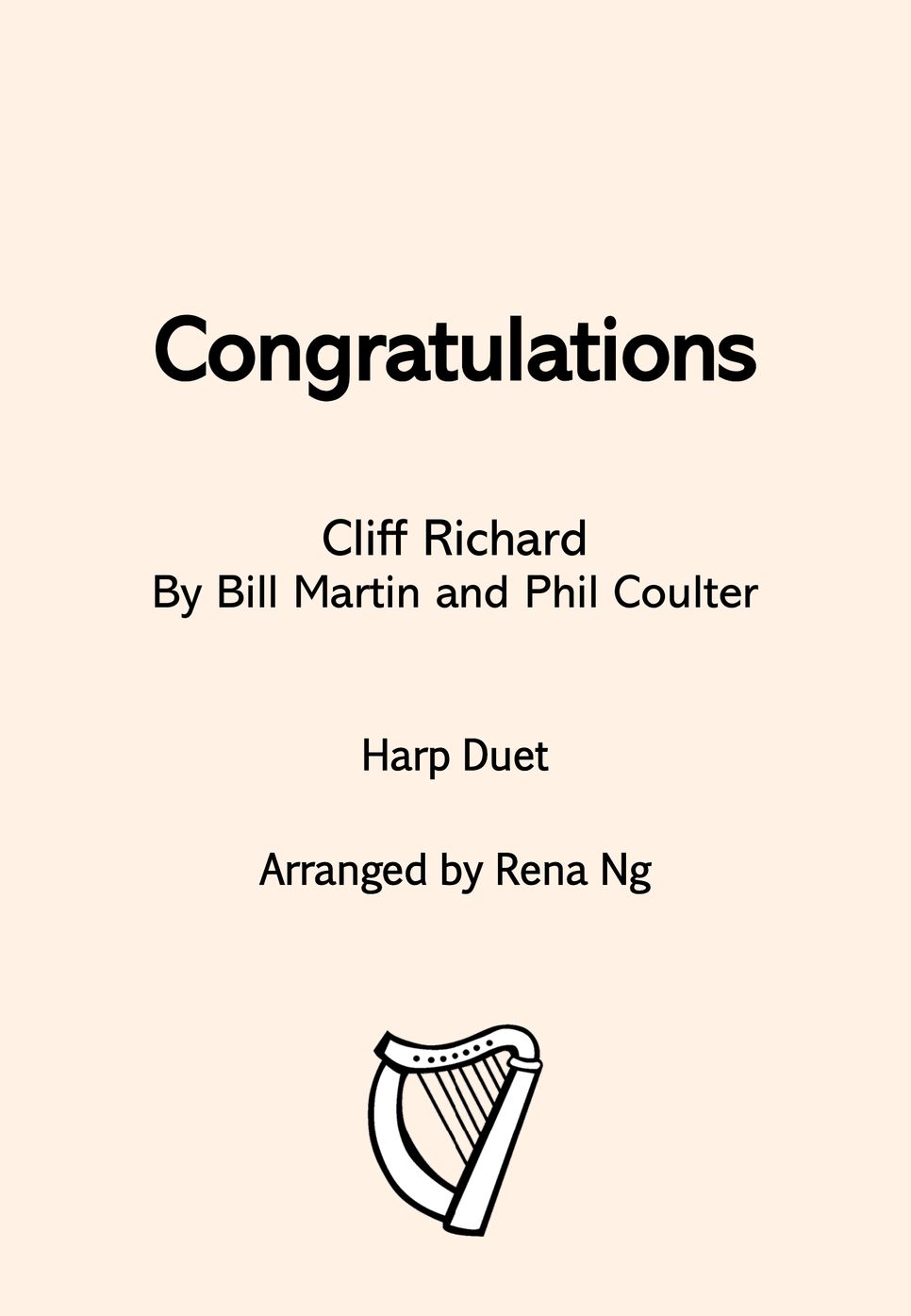 Cliff Richard - Congratulations (Harp Duet / Harp & Piano) Sheet Music ...