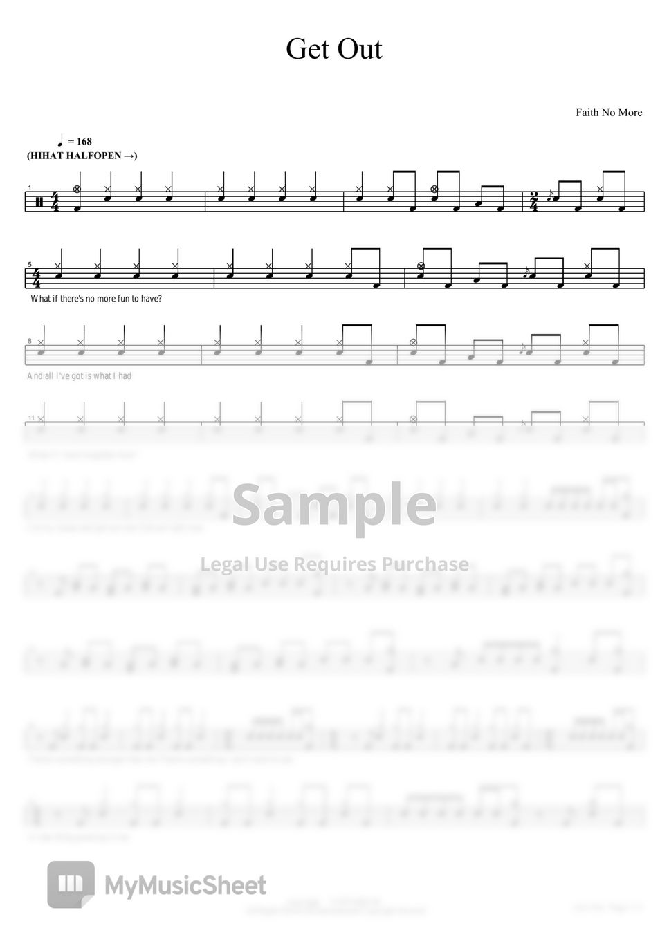 Faith No More - Get Out Sheets by COPYDRUM