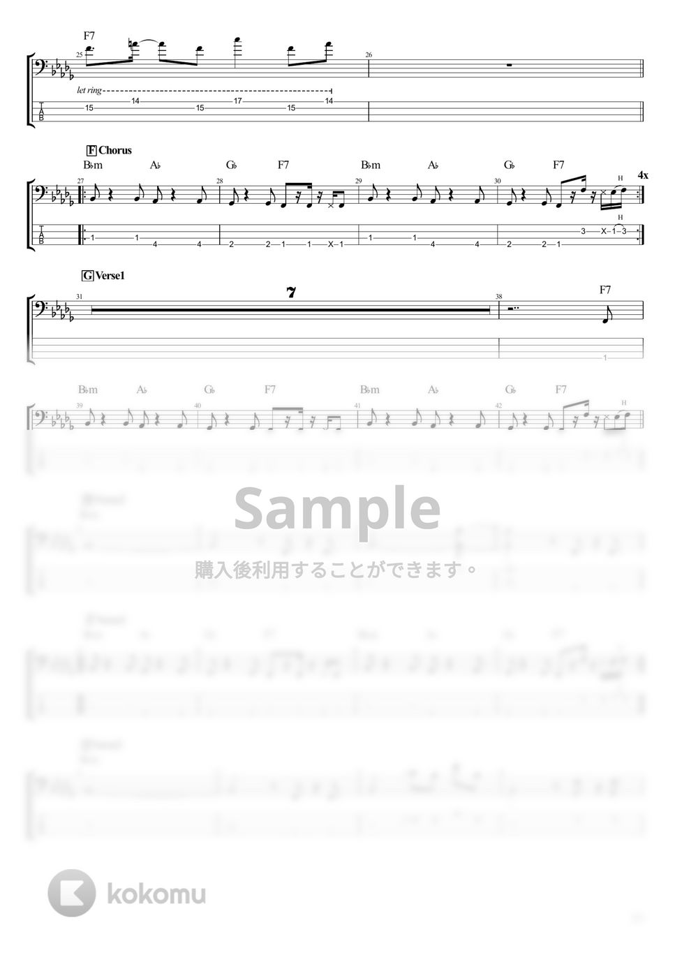 SEKAI NO OWARI - Habit (ベース Tab譜 4弦/ホリック) by T's bass score