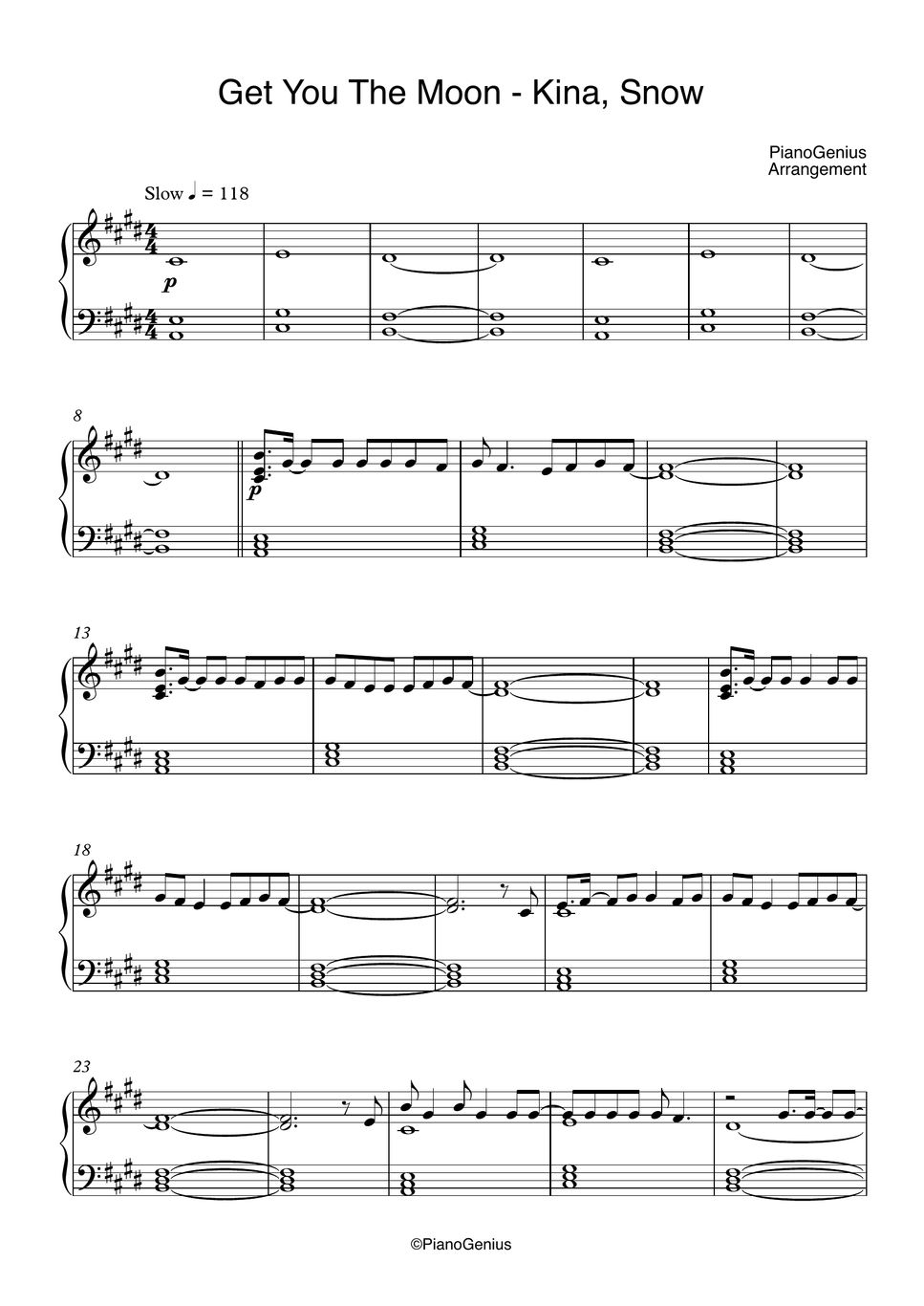 Kina ft. Snow Get You The Moon Sheet by PianoGenius