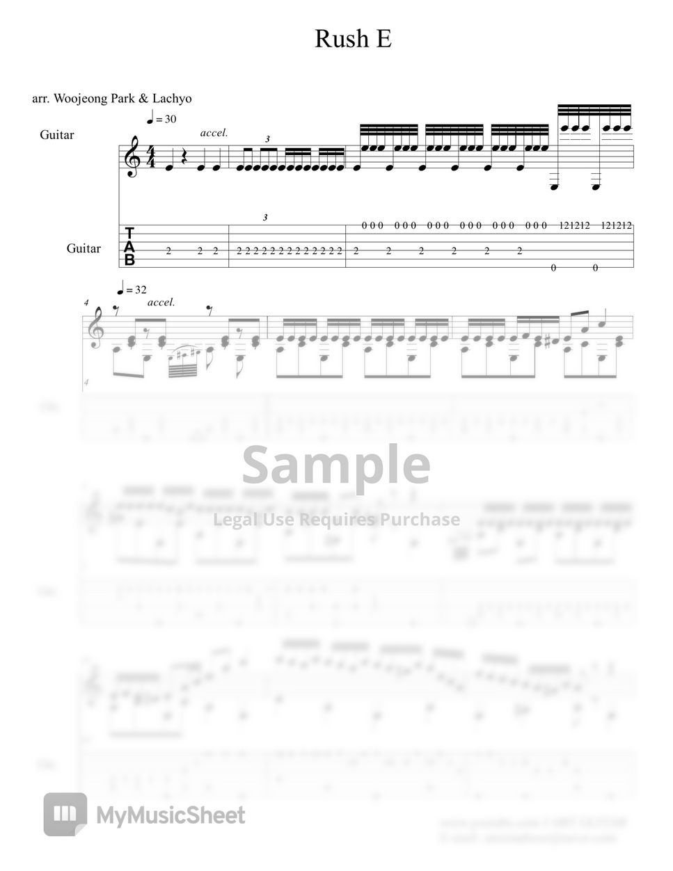 Sheet Music Boss - RUSH E (GUITAR TAB) by Woojeong Park & Lachyo