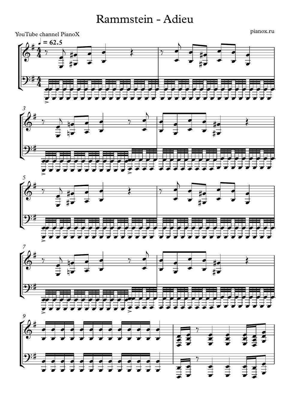 Rammstein - Adieu Sheets by PianoX