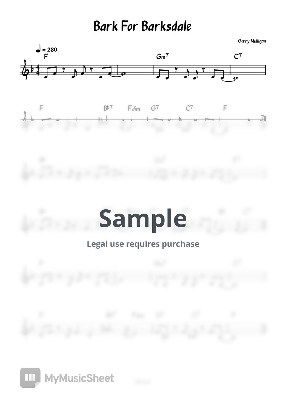 Gerry Mulligan Bark For Barksdale 악보 by Won, Jong Hwa