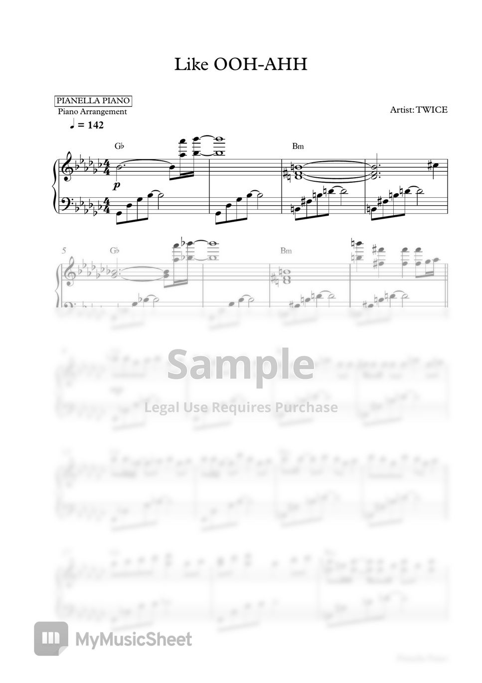 TWICE - Like OOH-AHH (Piano Sheet) by Pianella Piano