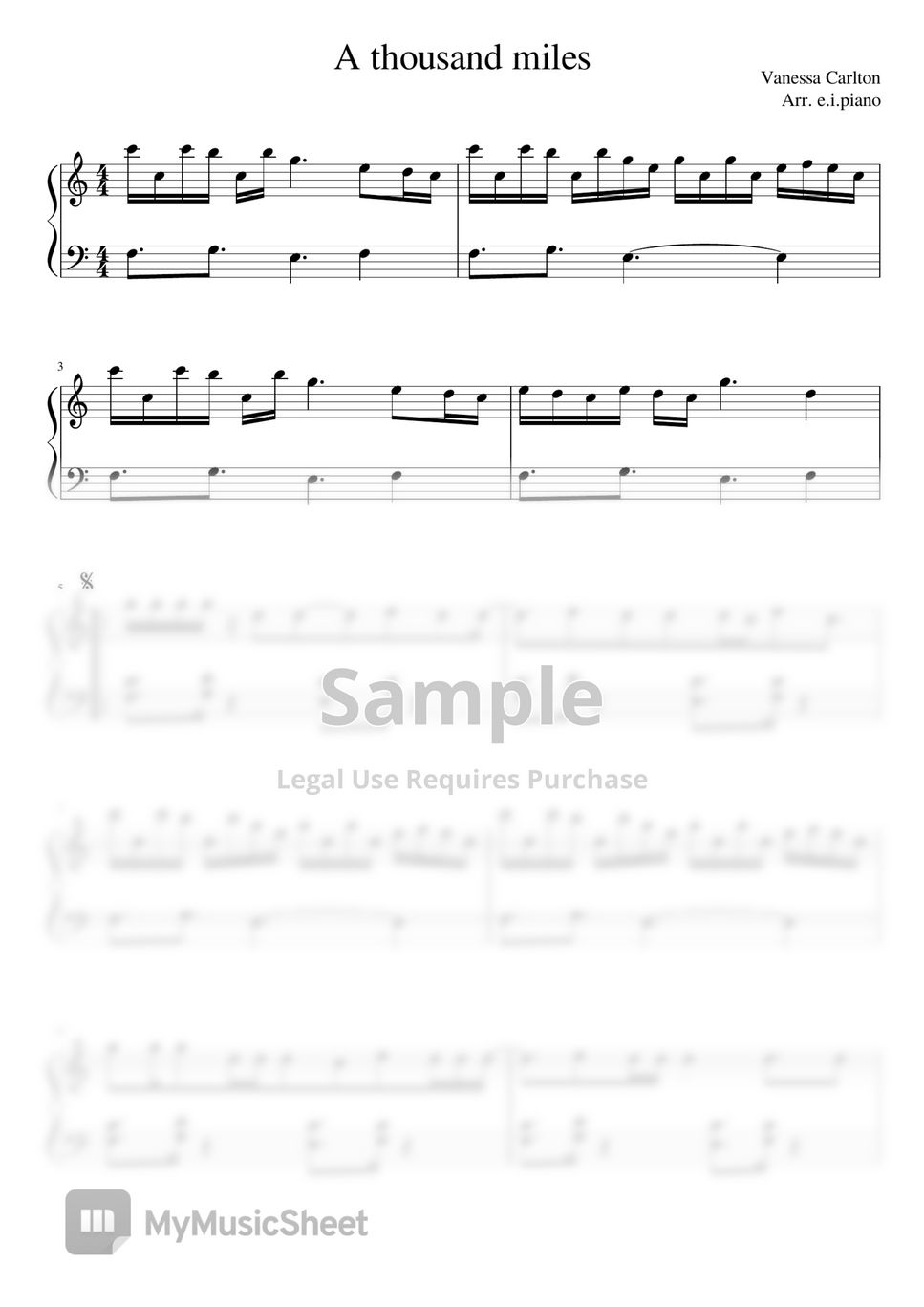 A thousand miles vanessa carlton piano discount