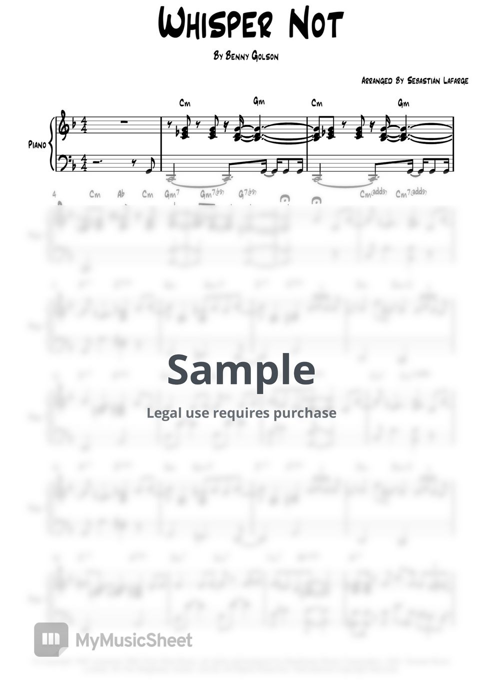 Benny Golson - Whisper Not (Jazz Piano solo) Sheets by Sebastián Lafarge
